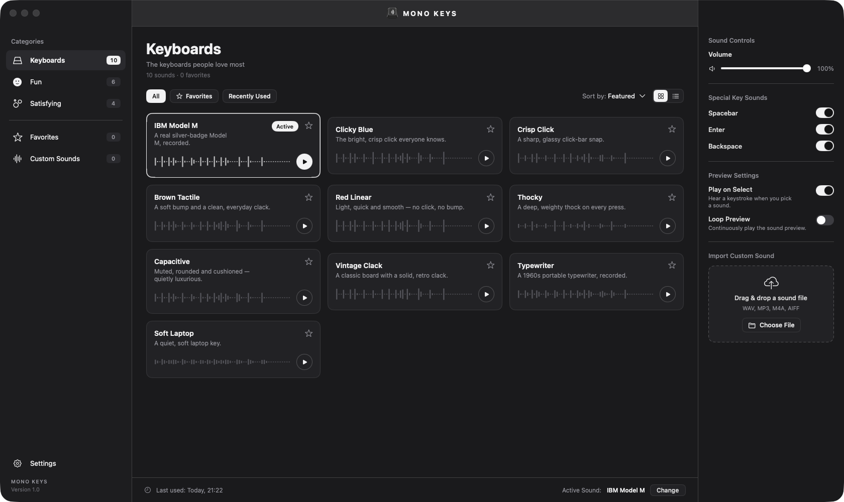 Mono Keys app window